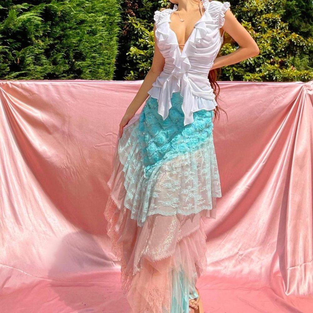Vintage 90’s White Ruched Ruffle Cami Top